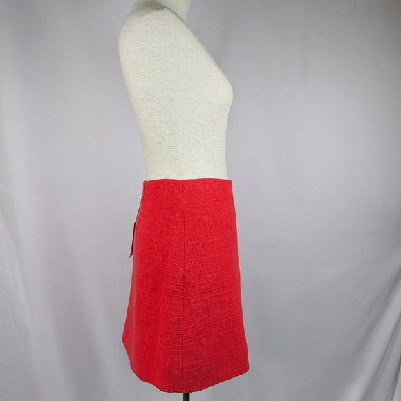 Theory Skirt Mini High Waisted Cotton Tweed Side Zip Lined Grenadine Red 8 NWT - Picture 6 of 16